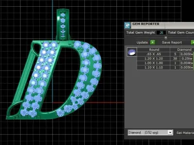 LUXURY ALPHABET D PENDANT 3D PRINTABLE MODEL 3D print model