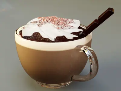 Hot Chocolate Cup With Chantilly 3D model