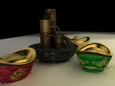 Chinese gold ingot 3D model