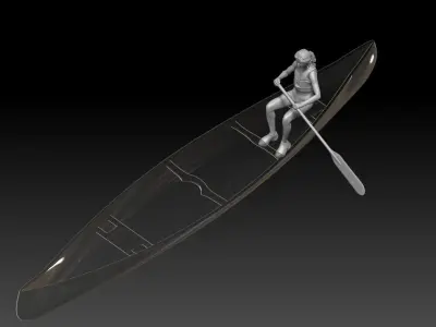 canoe girl 1 3D print model