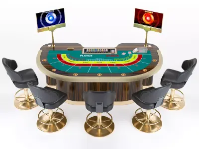 Baccarat Table 3D Model for Casino and Luxury Interior Design Low-poly 3D model
