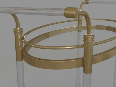 Gold And Acrylic Bar Cart Clear Gold 3D model