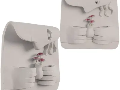 Wall Mounted Abstract Sculpture - Minimalist Stone Figure Low-poly 3D model