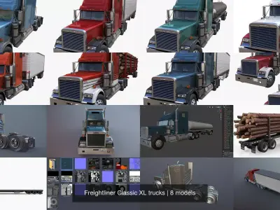 Freightliner Classic XL trucks 3D Model Collection