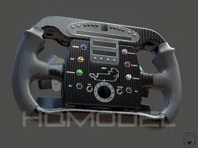 Indy Car Steer Wheel PBR Low-poly 3D model