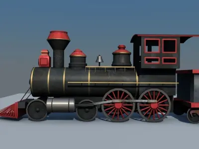 Low Poly Steam Engine Train Low-poly 3D model