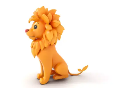 Golden Lion Sculpture model pack Low-poly 3D model