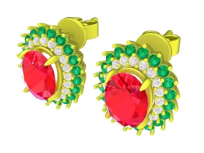 6097 hongkong luxury oval diamond earrings 3D print model