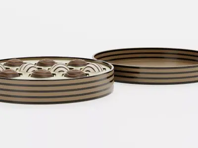 Chocolate Box V8 - Luxury Round Gift Box Filled with Pralines 3D model