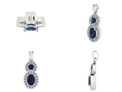 Pendant n 9 with sapphire and diamonds 3D print model