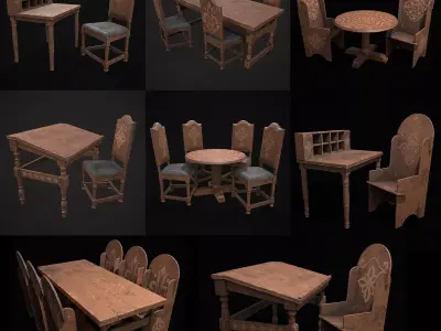  Elegant Tables and Chairs  3D Model Collection