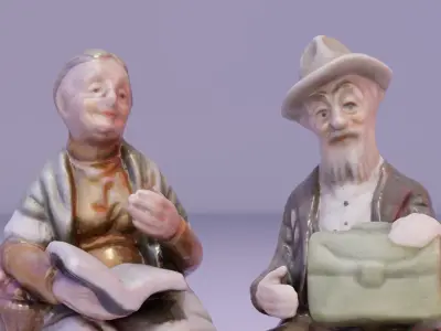 Old man and woman statue high-poly 3D Model Collection