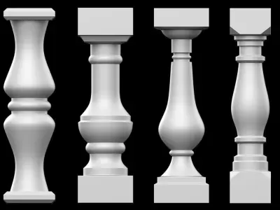 30 Baluster Base Mesh and Brushes Pack  Low-poly 3D model