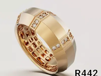 Luxury Modular Gold Ring with JEWEL Accent 3D print model