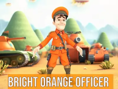 Bright Orange Officer model pack Low-poly 3D model