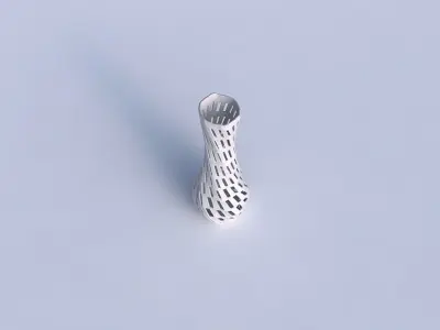 Vase twisted larger opening hexagon with checker grid lattice 3D print model