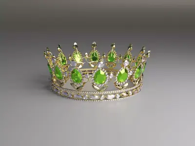 Princess Golden Crown High Poly 3D model