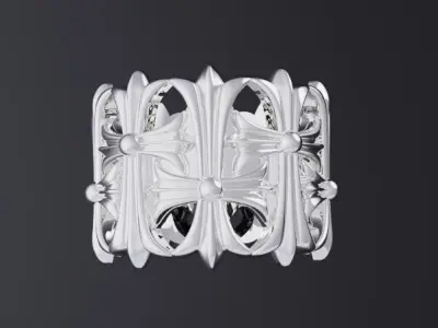 Chrome heart CEMETERY ring design 3D print model