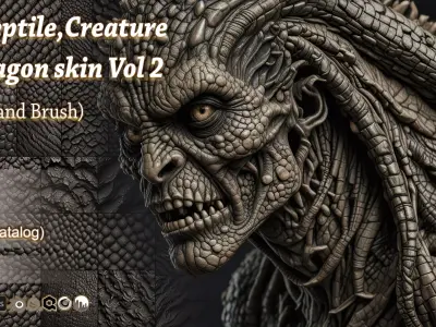 50 Reptile Creature and Dragon skin Vol 2 Alpha and Brush 3D model