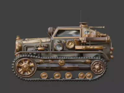 Steampunk Light Armored Reconnaissance Vehicle 3D Model Low-poly 3D model