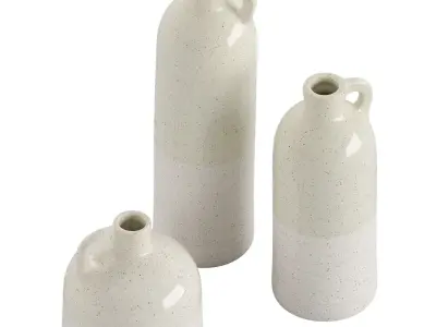 White Speckled Jud Vase Trio 3D model