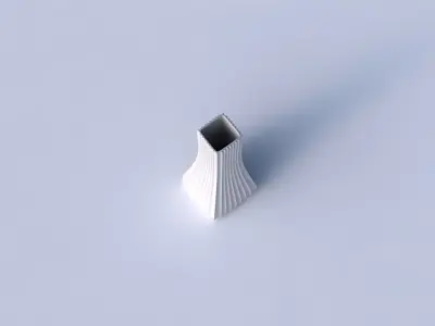 Vase squeezed rectangle with extruded vertical lines 3D print model
