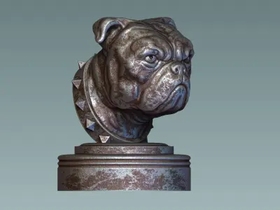 English Bulldog Head 3D print model