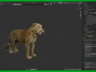 Arabian Leopard Low-poly 3D model