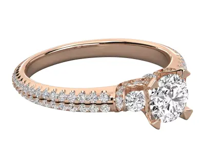 Luxury Double Pave Solitaire Diamond Ring CAD Design STL 3D print model