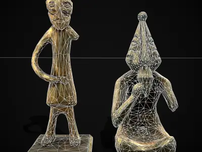 Viking Seated and Standing Statues 3D Model Collection