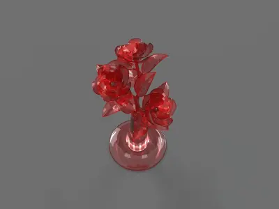  Flower Glass Showpiece Red 3D model