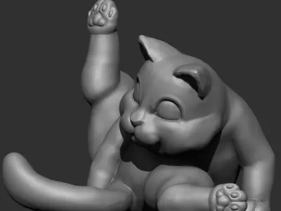 Cat Licking Butt 3D print model