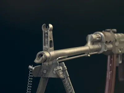 RPK Automatic Rifle equipped with  GL25 and bipod Low-poly 3D model