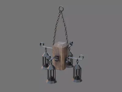 Hanging Chandelier Medieval Low-poly 3D model