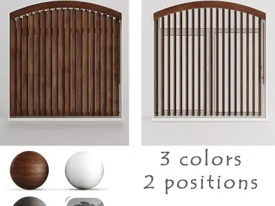 Wooden blinds and arched window 3D model