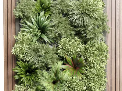 Wood frame Vertical graden wall decor box 24 3D model