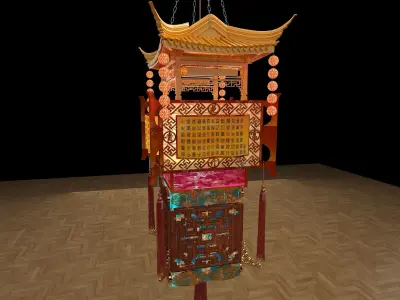 Chinese house palace lantern  3D model purchase