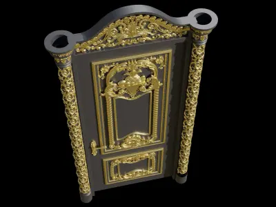 3D Door ornate gold 3D model
