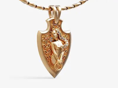 fashion angel  pendant Sculpture jewelry gold 3D print model