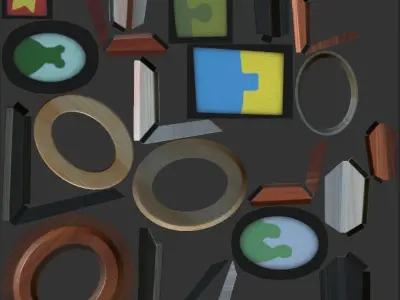 Stylized Pictures Frames Wall Paintings 3D model