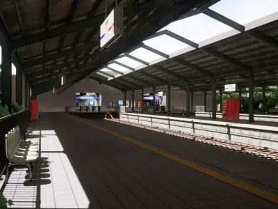 Japanese Railway Station - Realistic Environment Low-poly 3D model