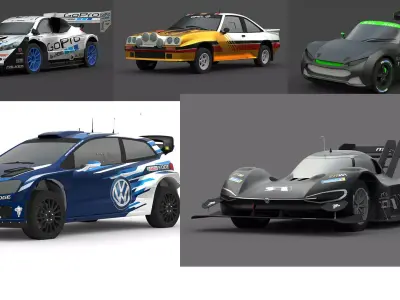 5-Car 3D Asset Collection Game Ready  Render Optimized Vehicles 3D Model Pack
