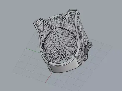 Arabic Womens Gold Ring  Traditional Geometric Jewelry  Model 3D print model