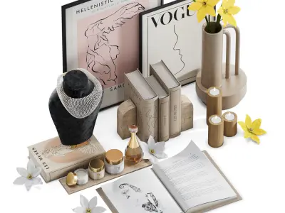Beige decorative set 3D model