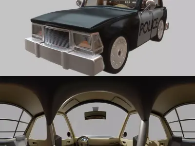 Cartoon Police Car Low-poly 3D model