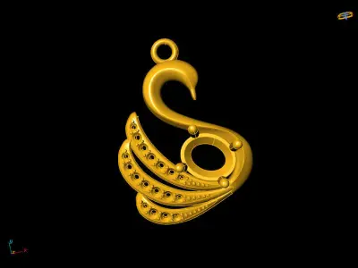 Swan gemstone pendant 3D print model