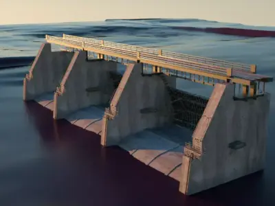 bridge dam game model V2 3D model