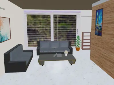 A low-poly leaving room model Low-poly 3D model