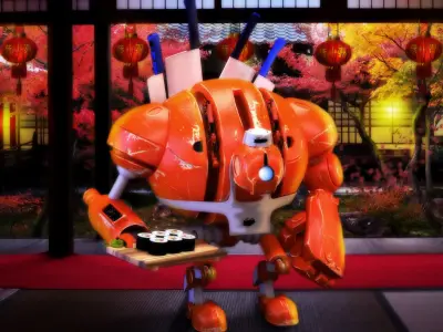 Robot with arms and legs Free low-poly 3D model