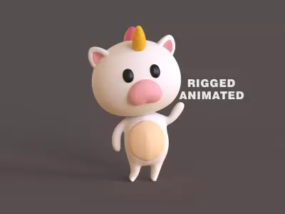 Little Funny Unicorn Animated  Low-poly 3D model